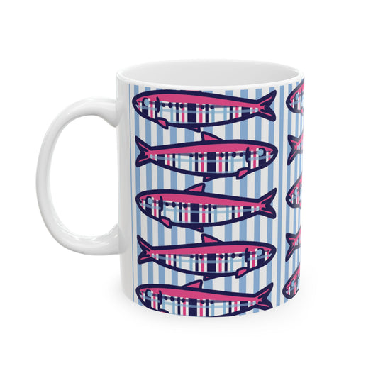 Plaid Sardines Ceramic Mug