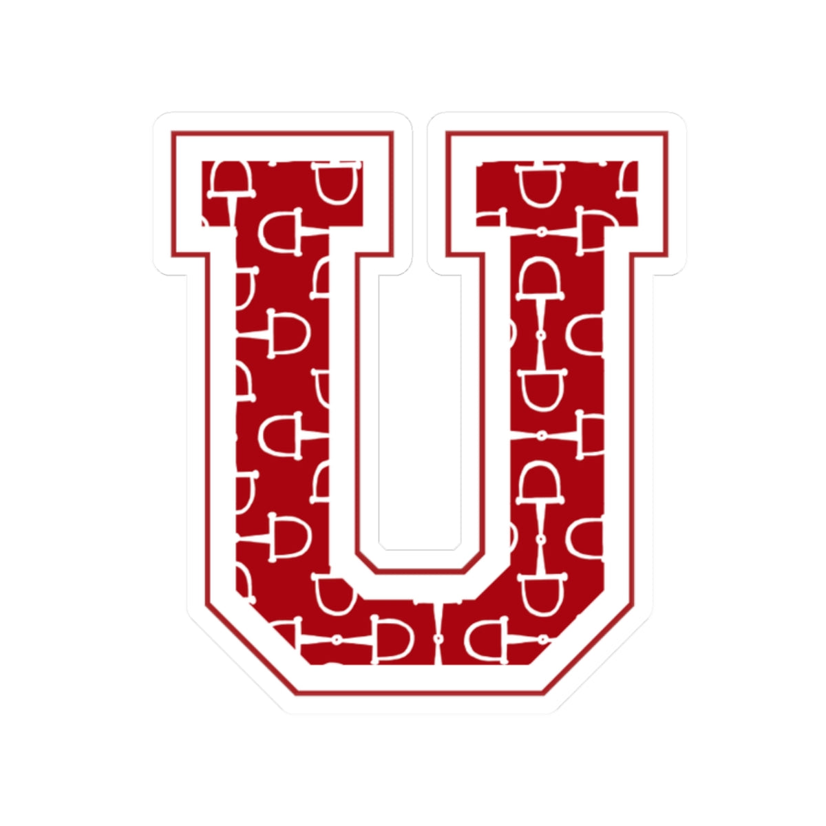 Equestrian Letter U Kiss Cut Sticker