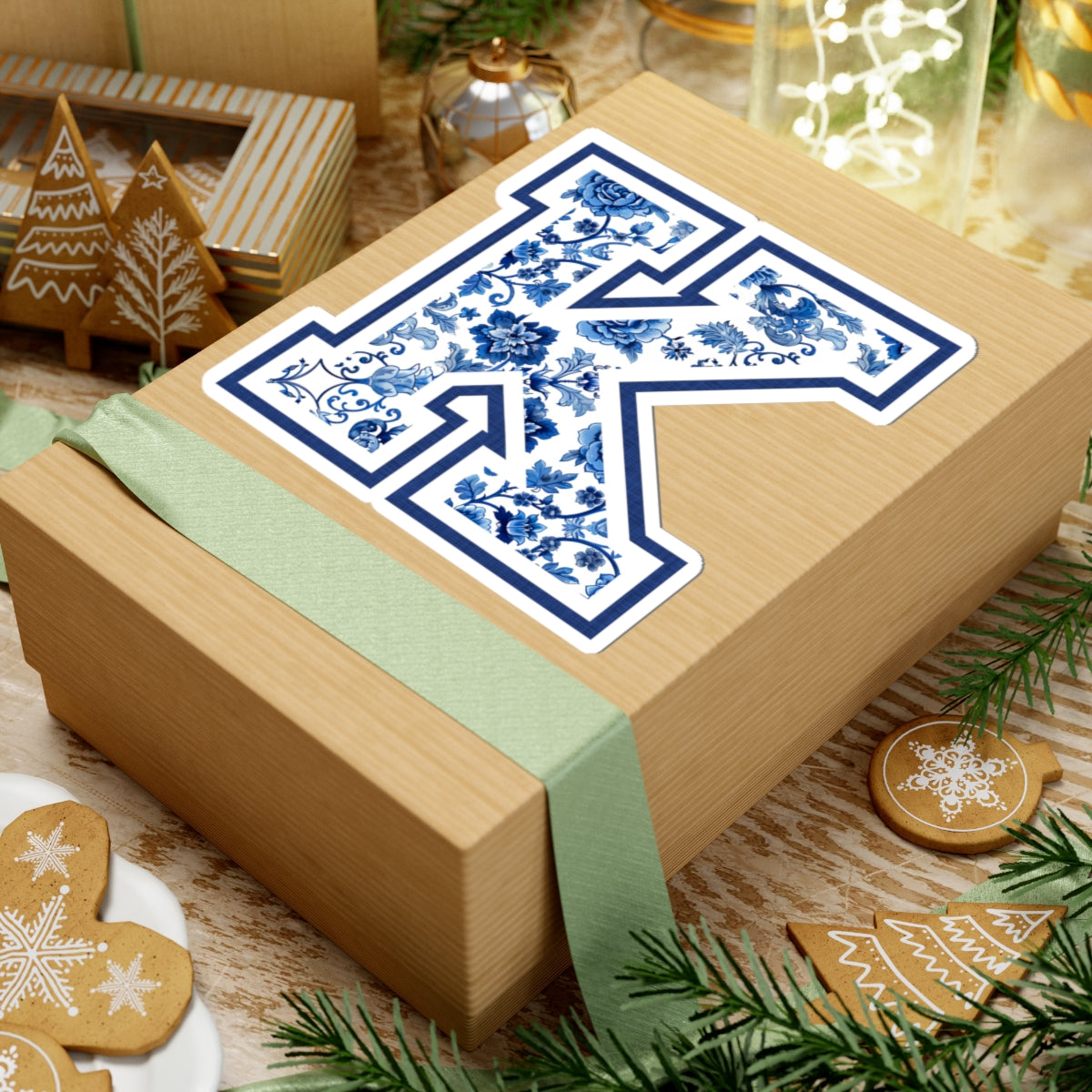 Chinoiserie Letter K Kiss Cut Sticker