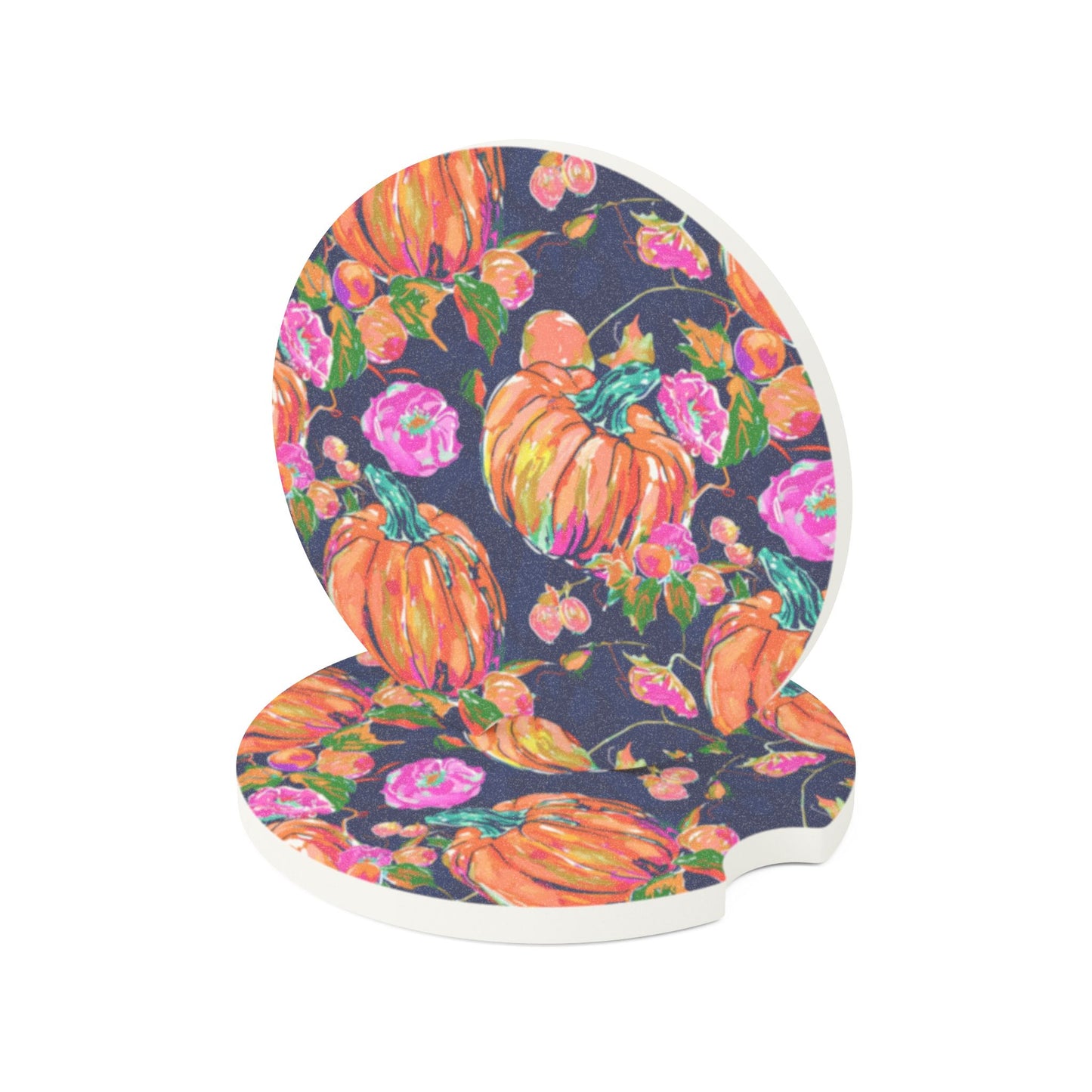 Fall Pumpkins Soapstone Car Coaster