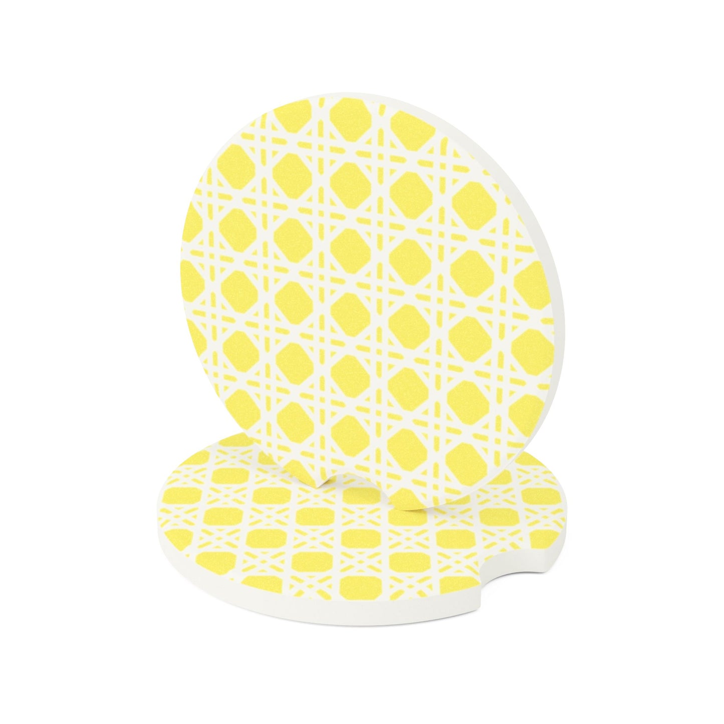 Cane Yellow Soapstone Car Coaster