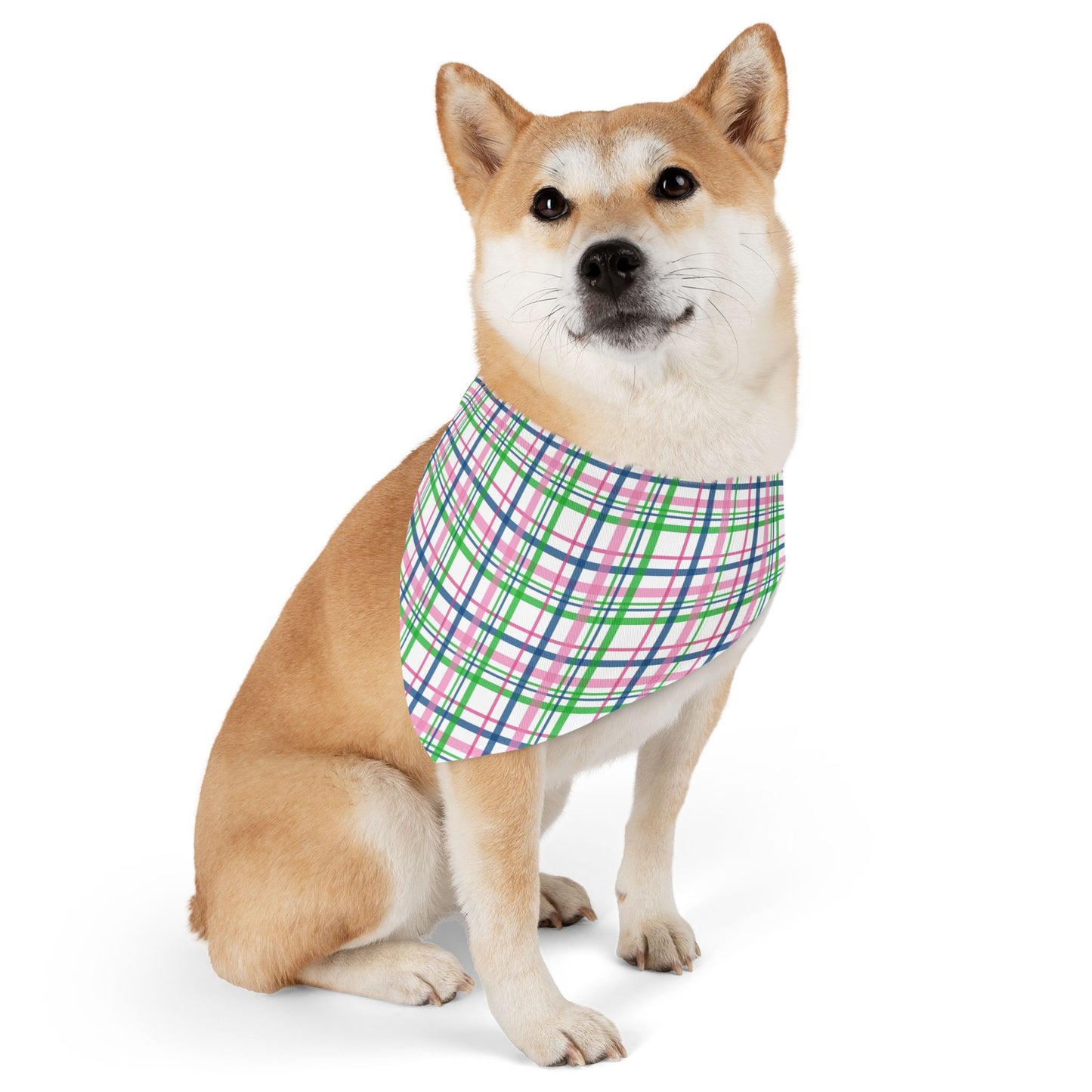 Pink Plaid Pet Bandana Collar