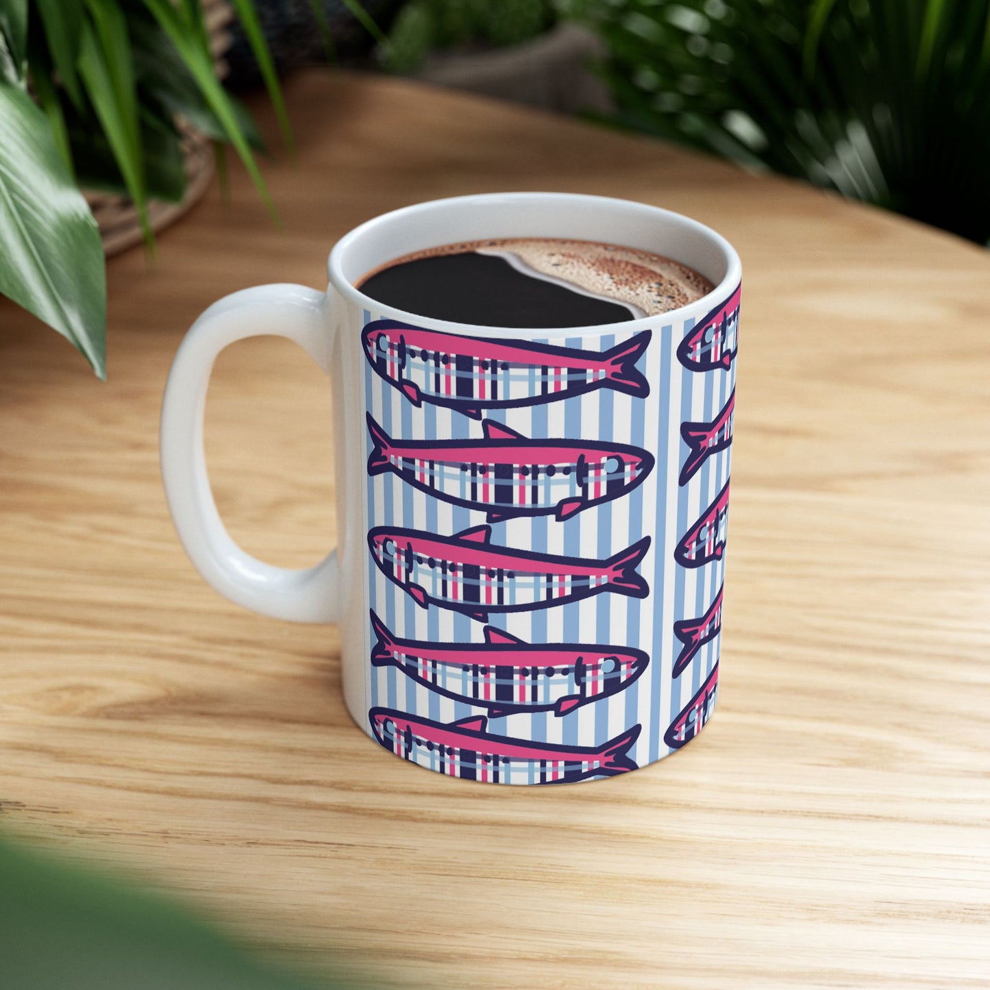 Plaid Sardines Ceramic Mug