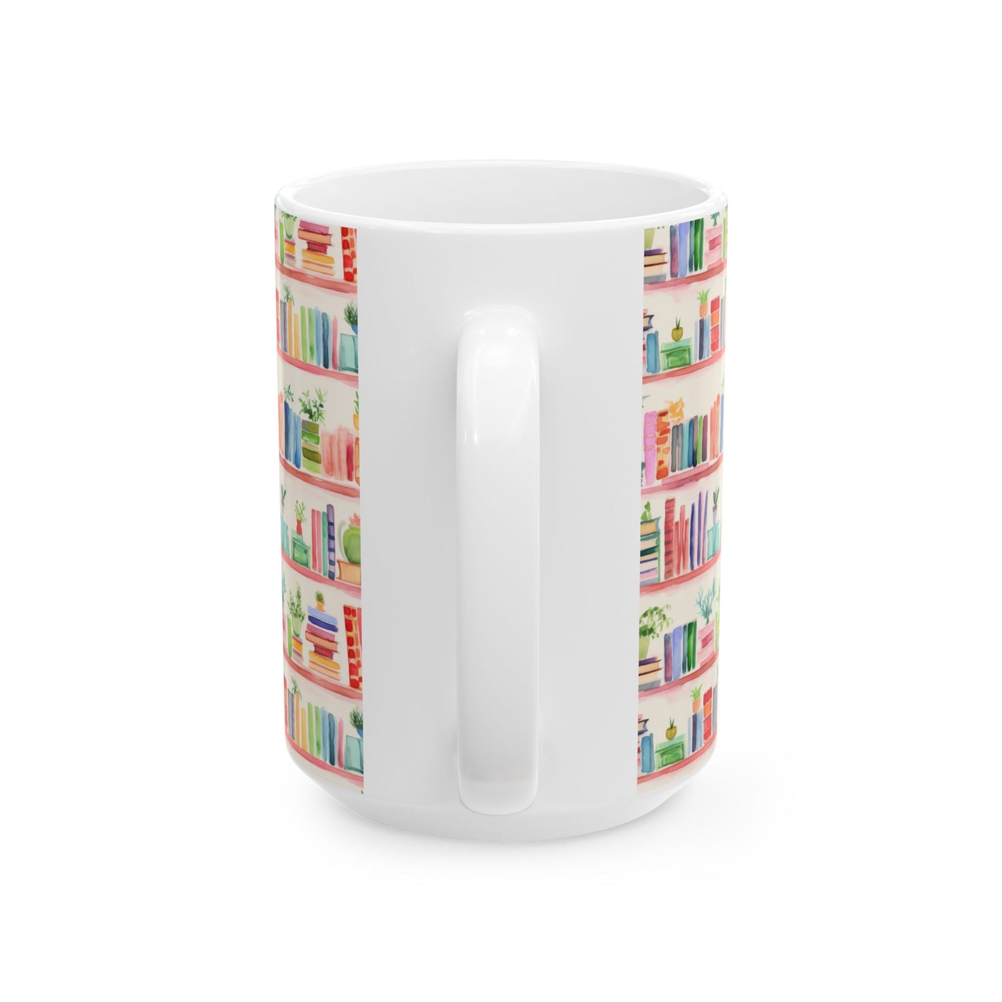 Watercolor Bookshelves Ceramic Mug