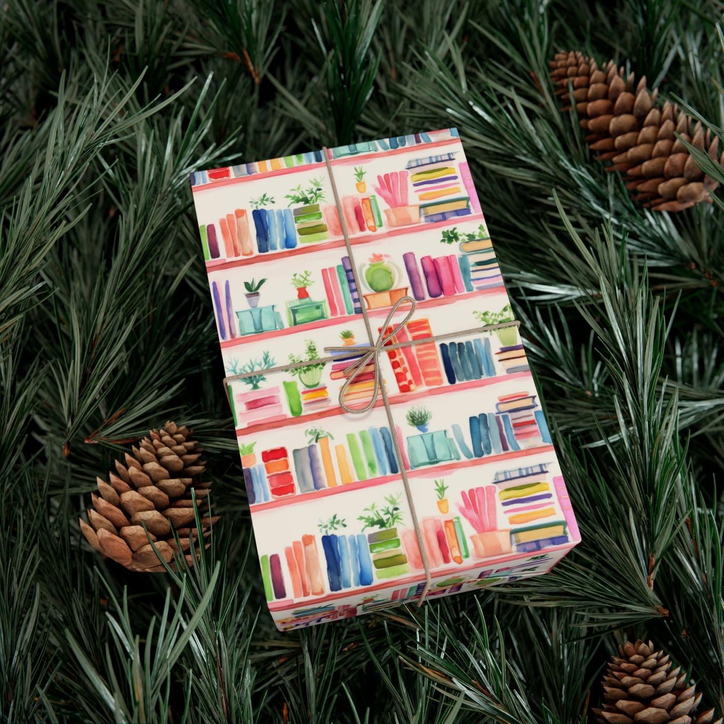 Colorful Bookshelf Gift Wrap
