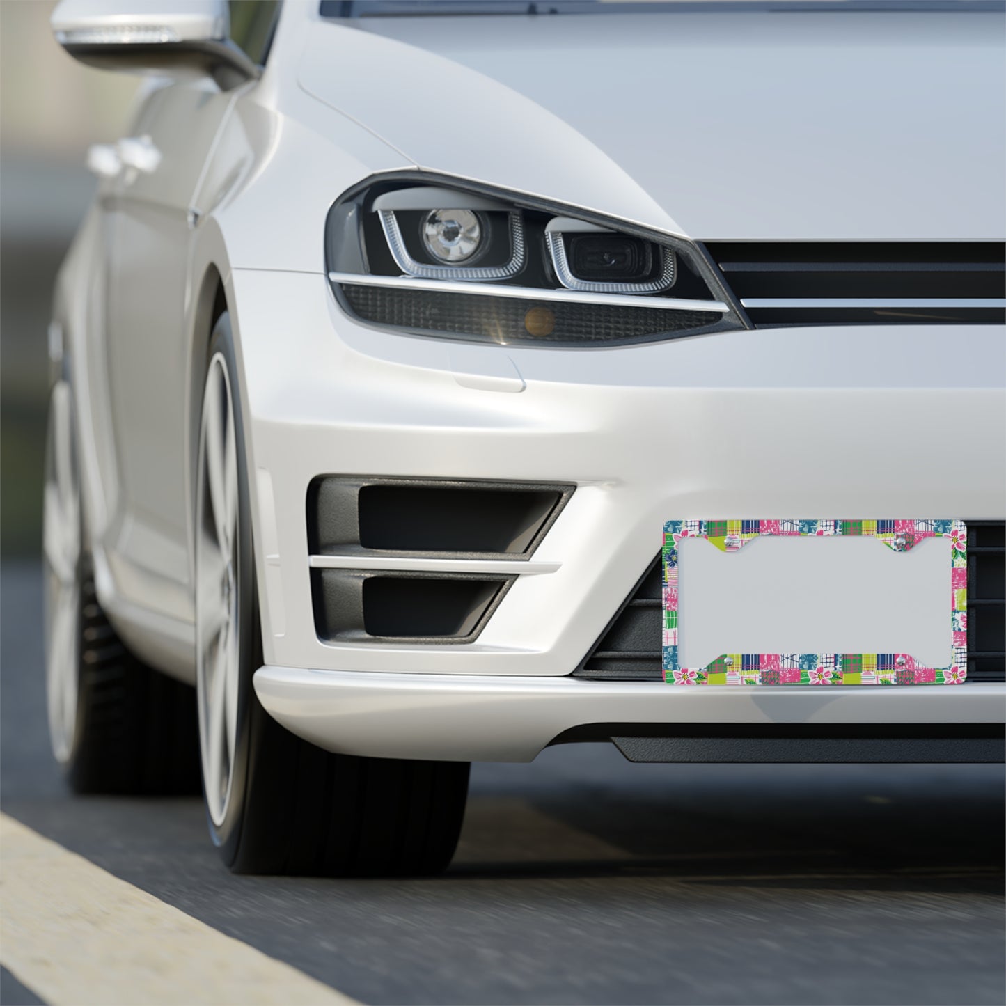 Tropical Madras Metal License Plate Frame