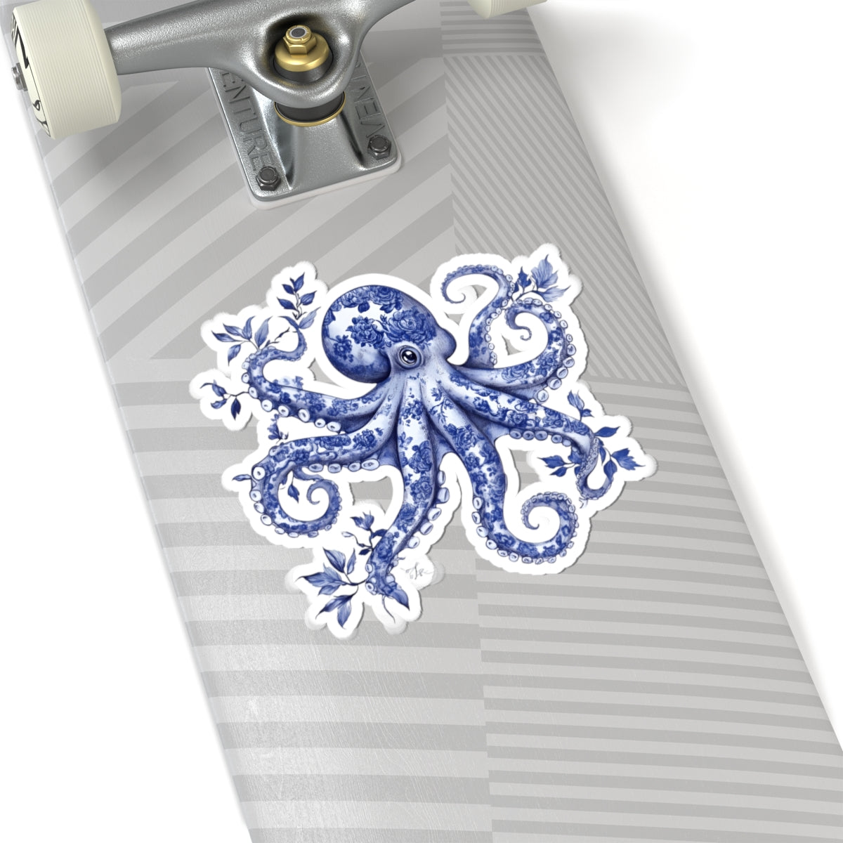Blue Floral Octopus Kiss-Cut Stickers