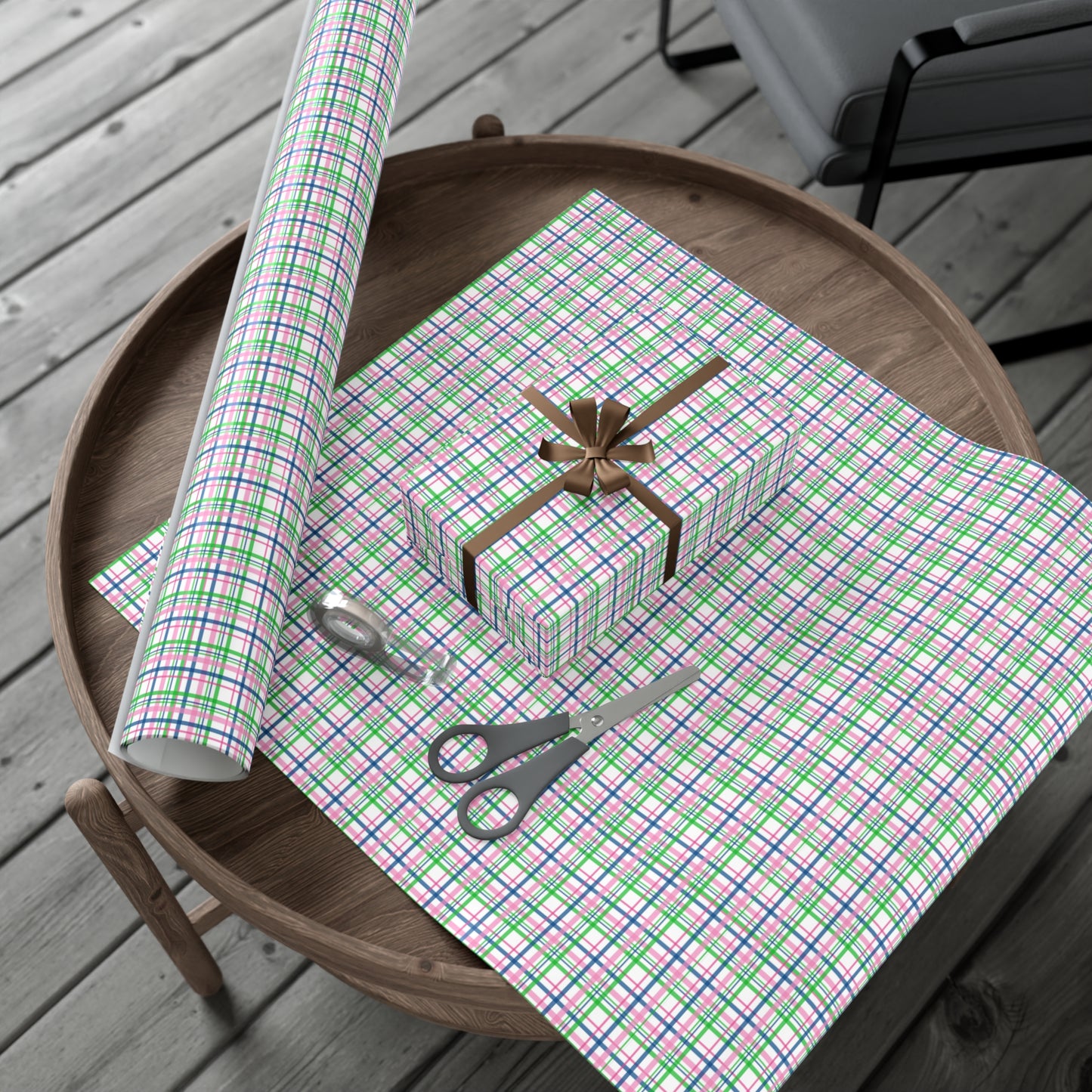 Pink Plaid Pattern Gift Wrap