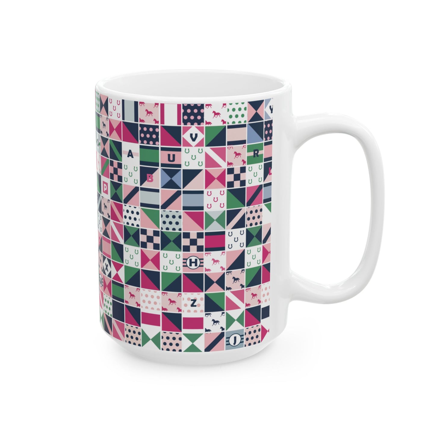 Equestrian Patchwork Ceramic Mug