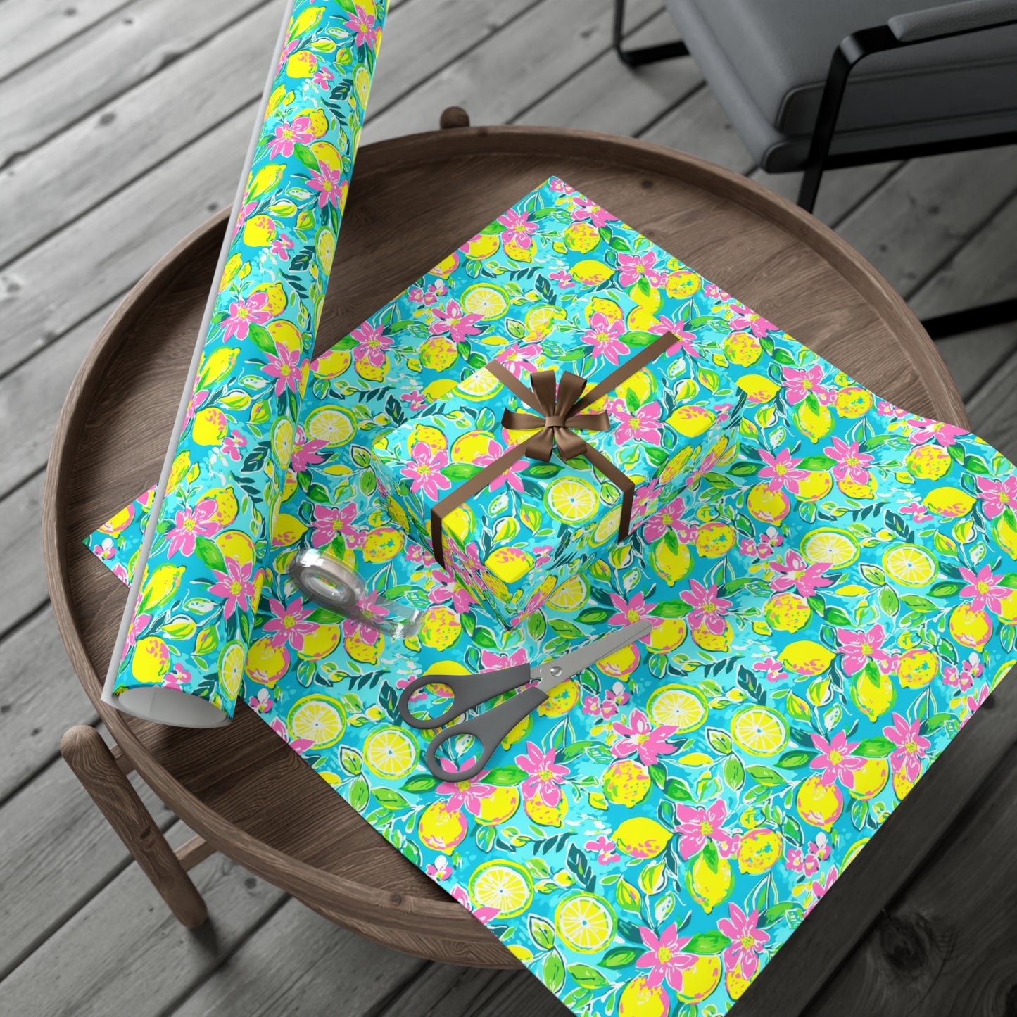 Lemon Floral Gift Wrap