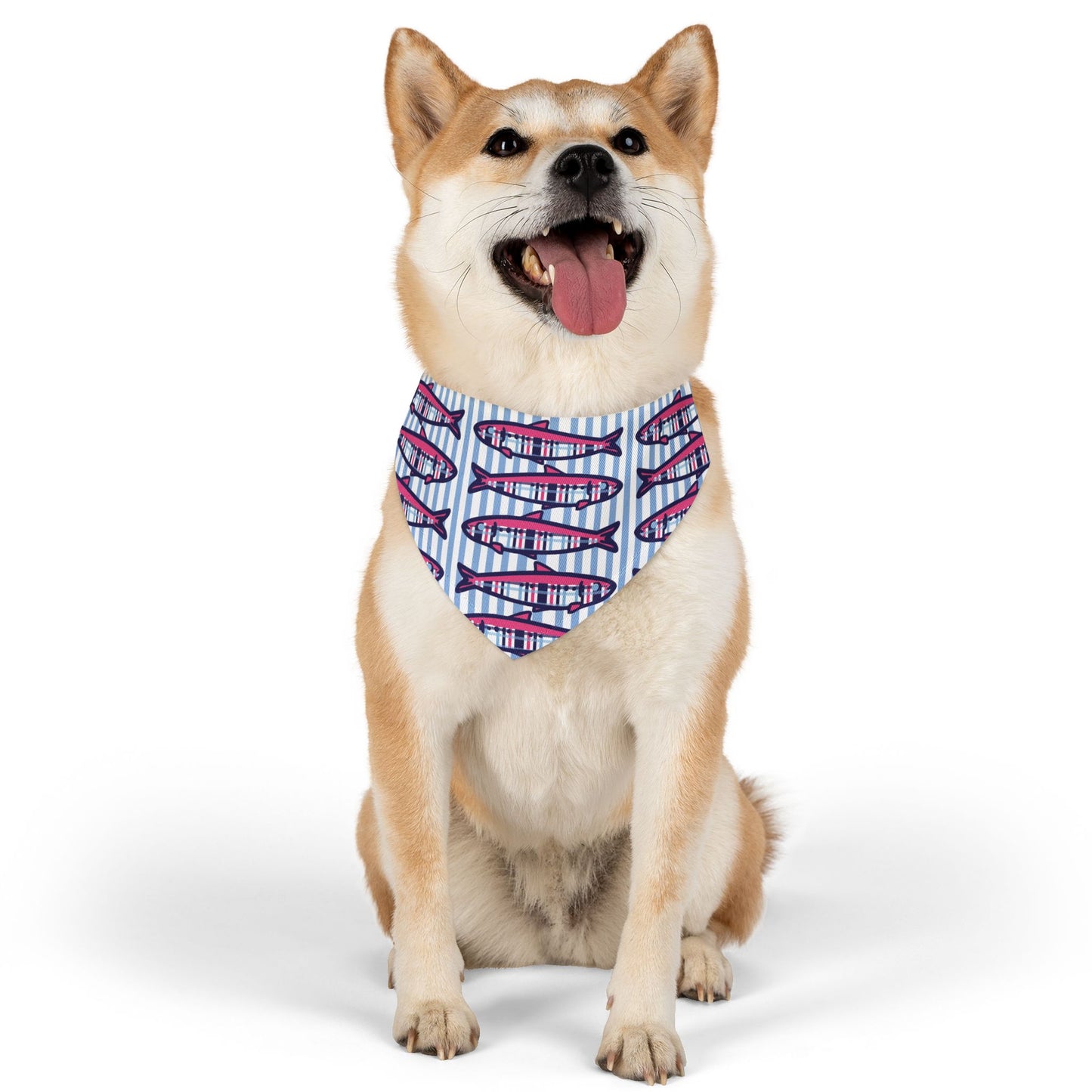 Plaid Sardines Pet Bandana Collar