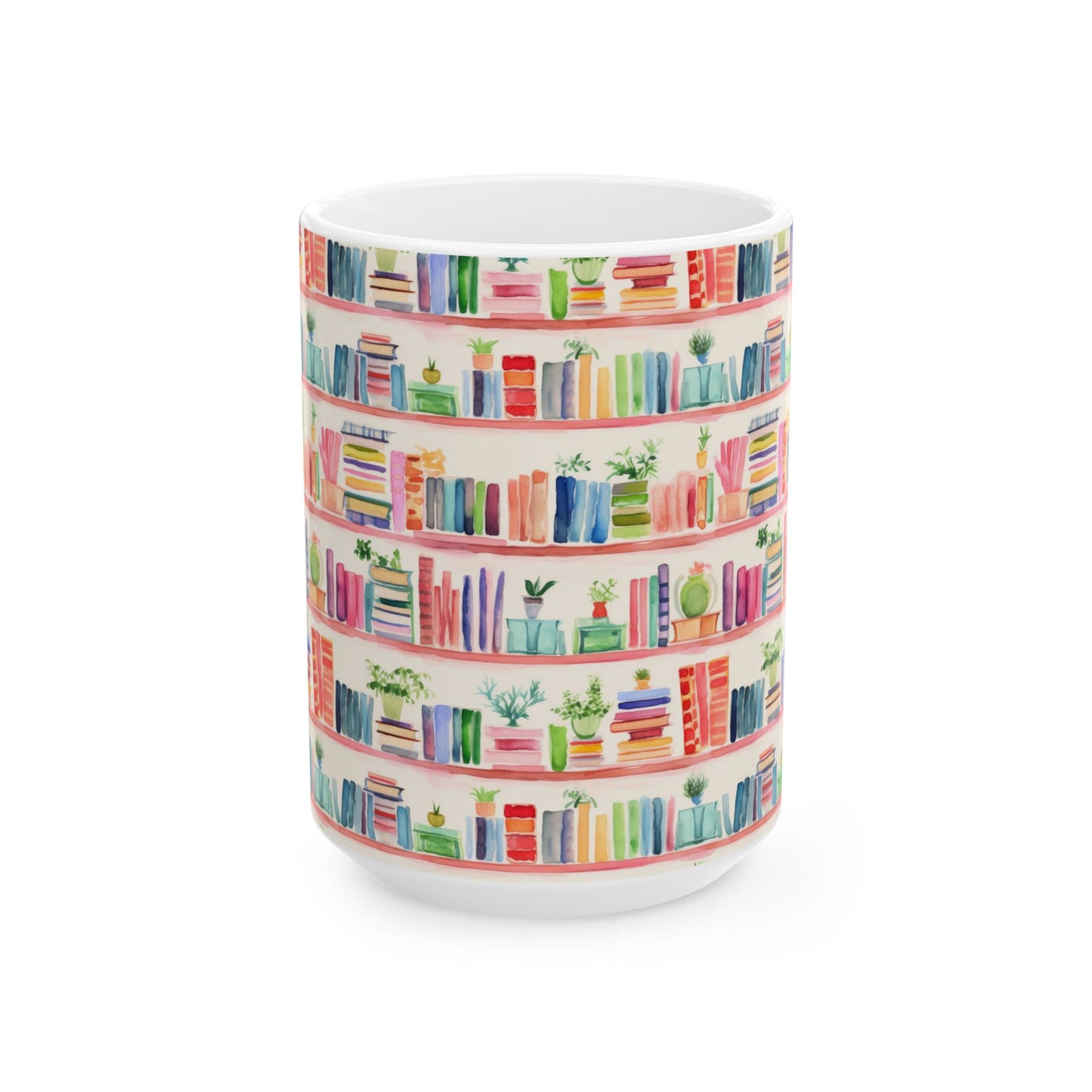 Watercolor Bookshelves Ceramic Mug