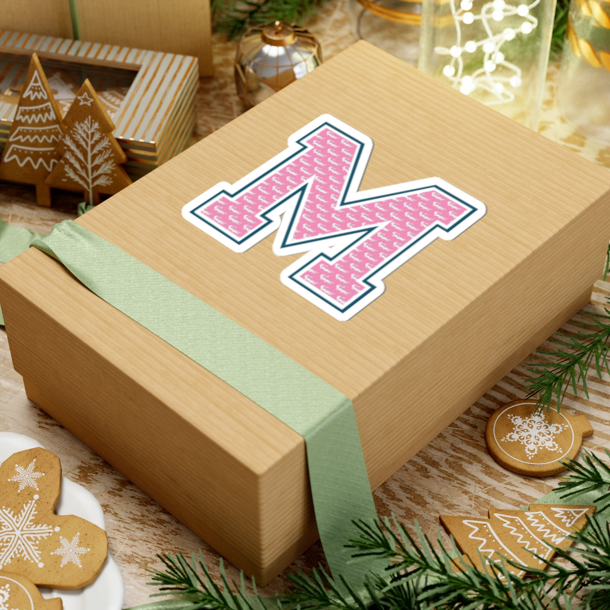 Preppy Letter M Kiss Cut Sticker