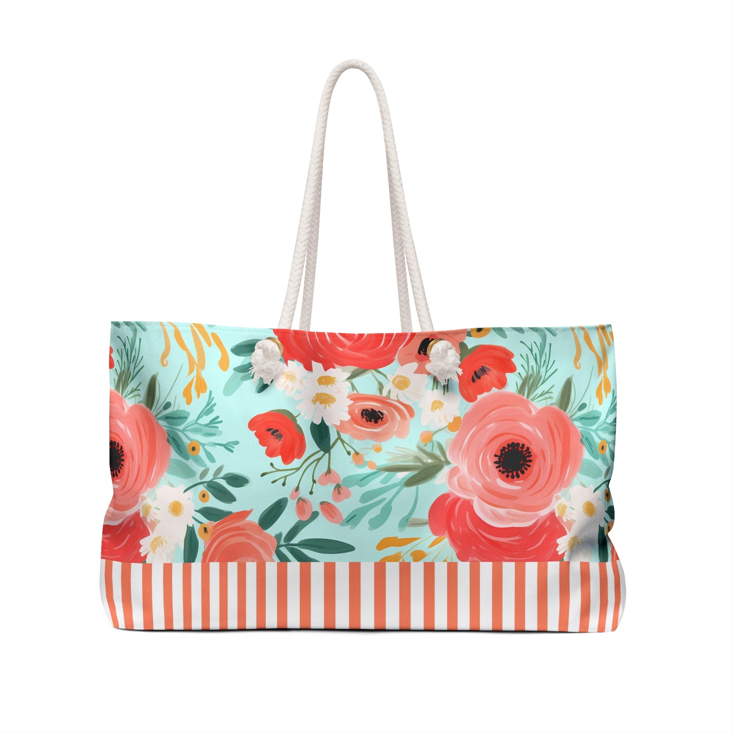 Coral Floral Weekender Bag