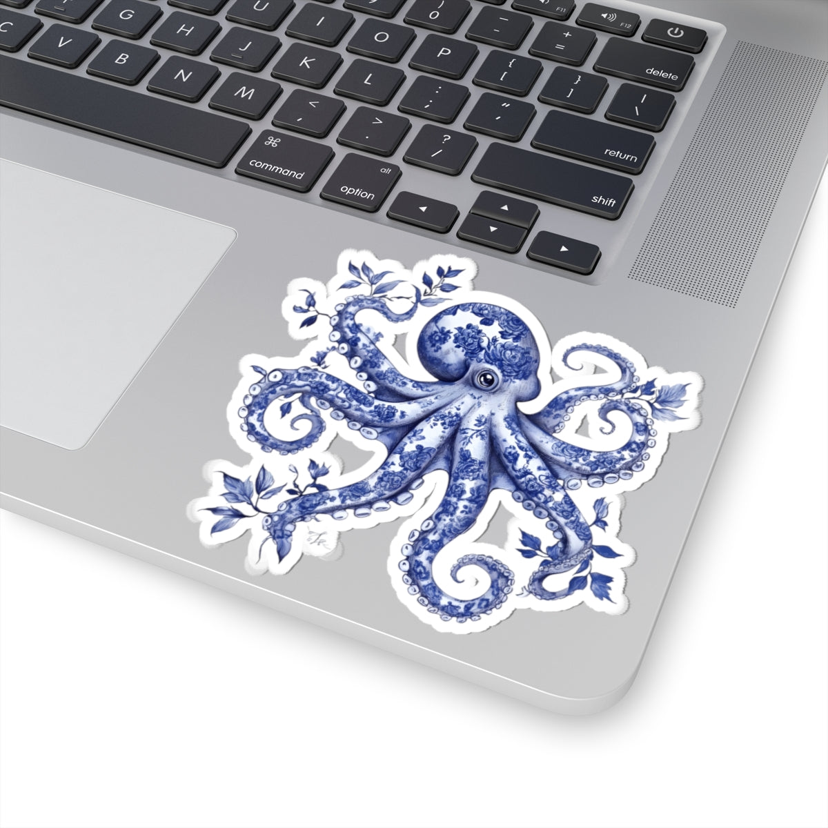 Blue Floral Octopus Kiss-Cut Stickers
