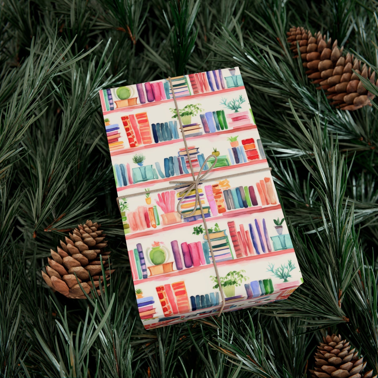 Colorful Bookshelf Gift Wrap