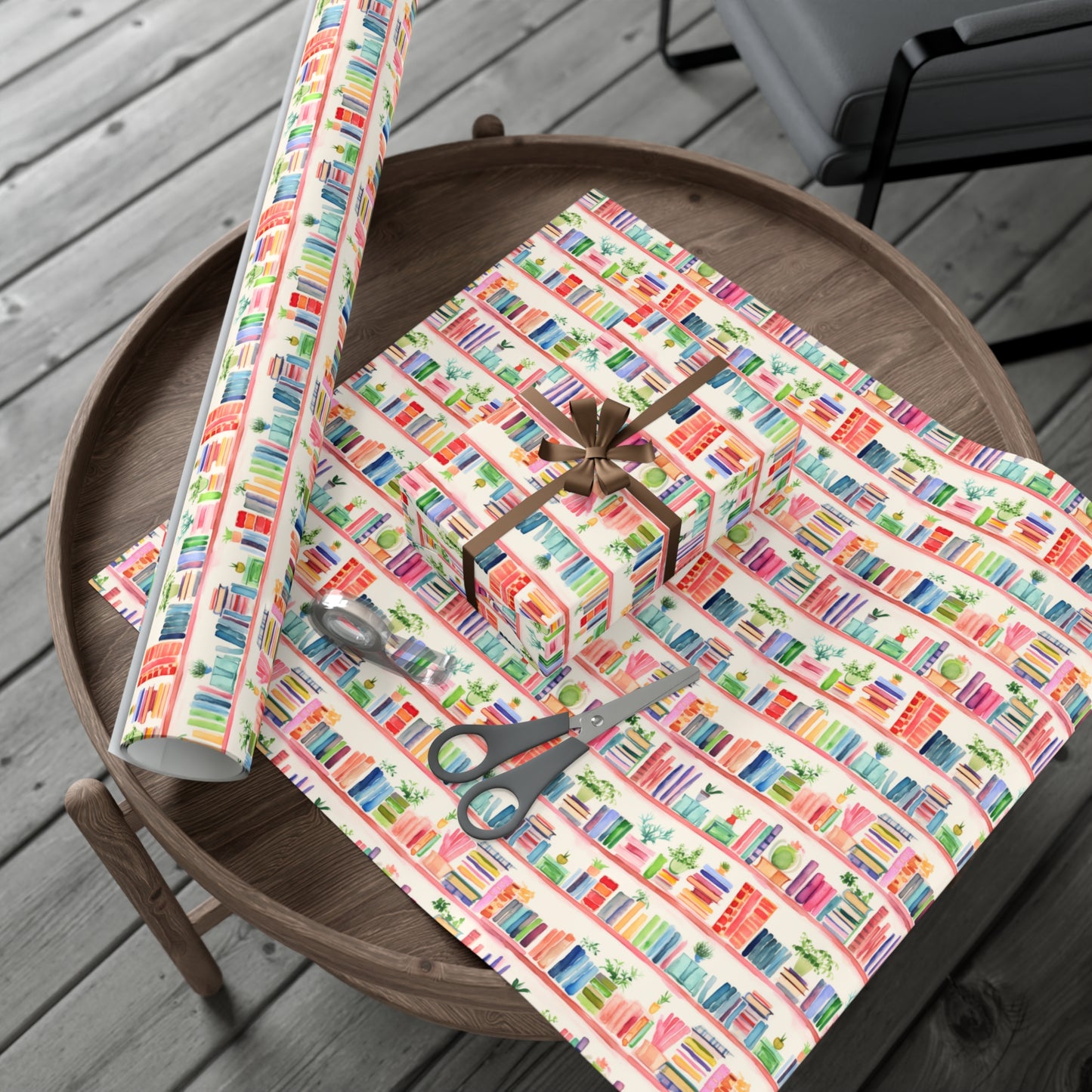 Colorful Bookshelf Gift Wrap