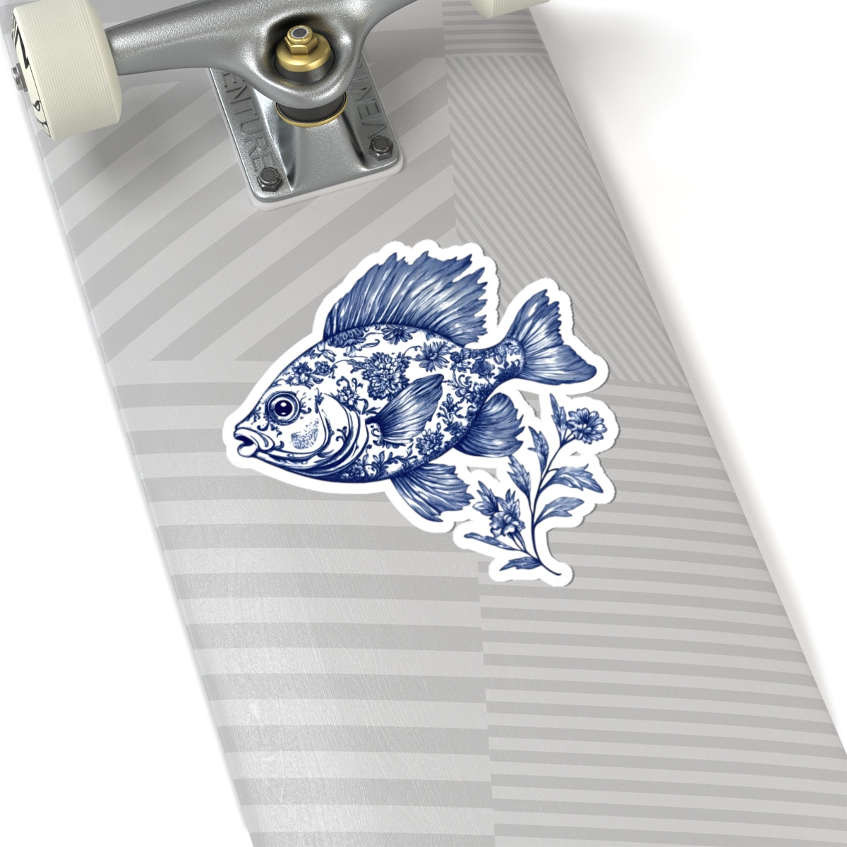 Blue Floral Fish Kiss-Cut Sticker