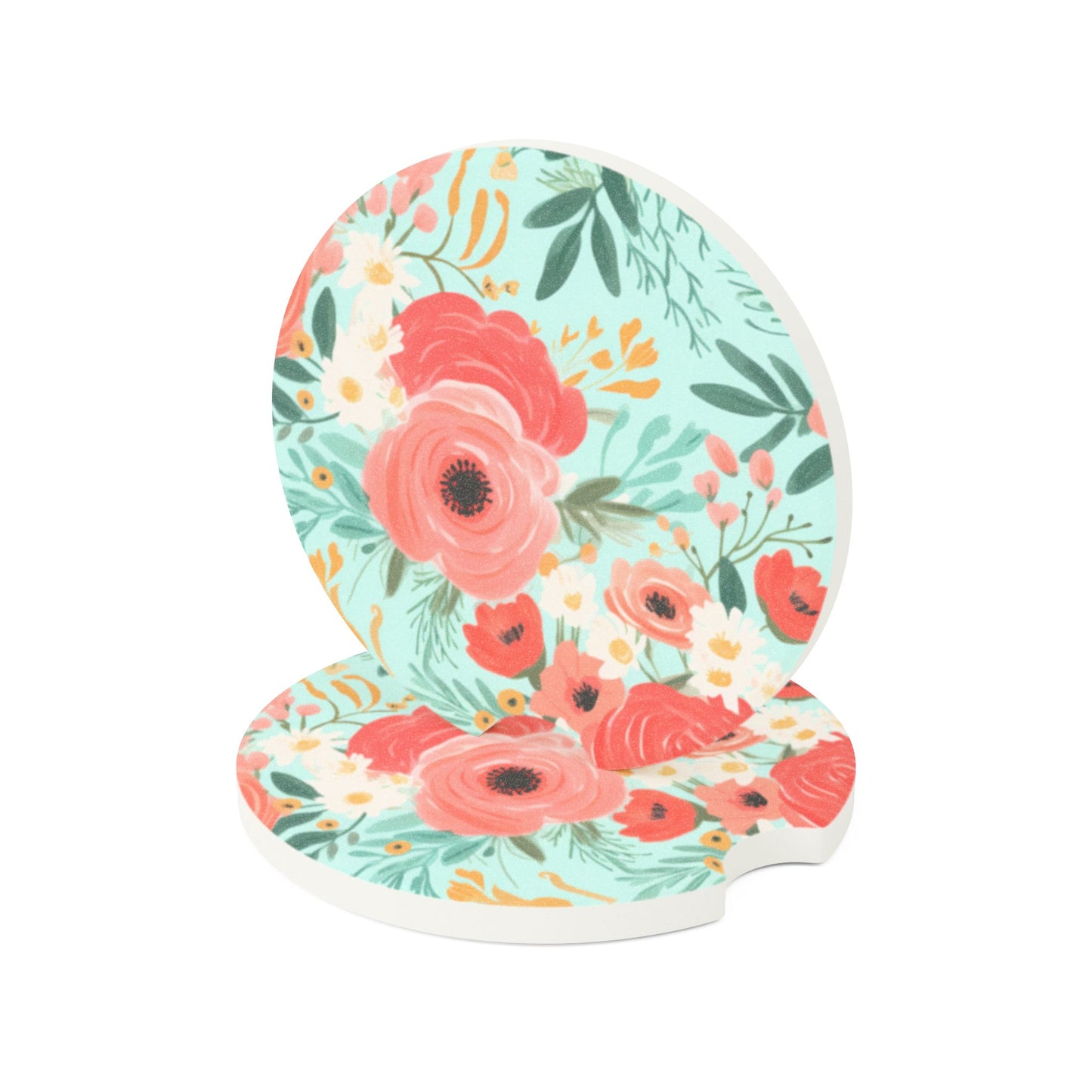 Coral Floral Soapstone Car Coaster
