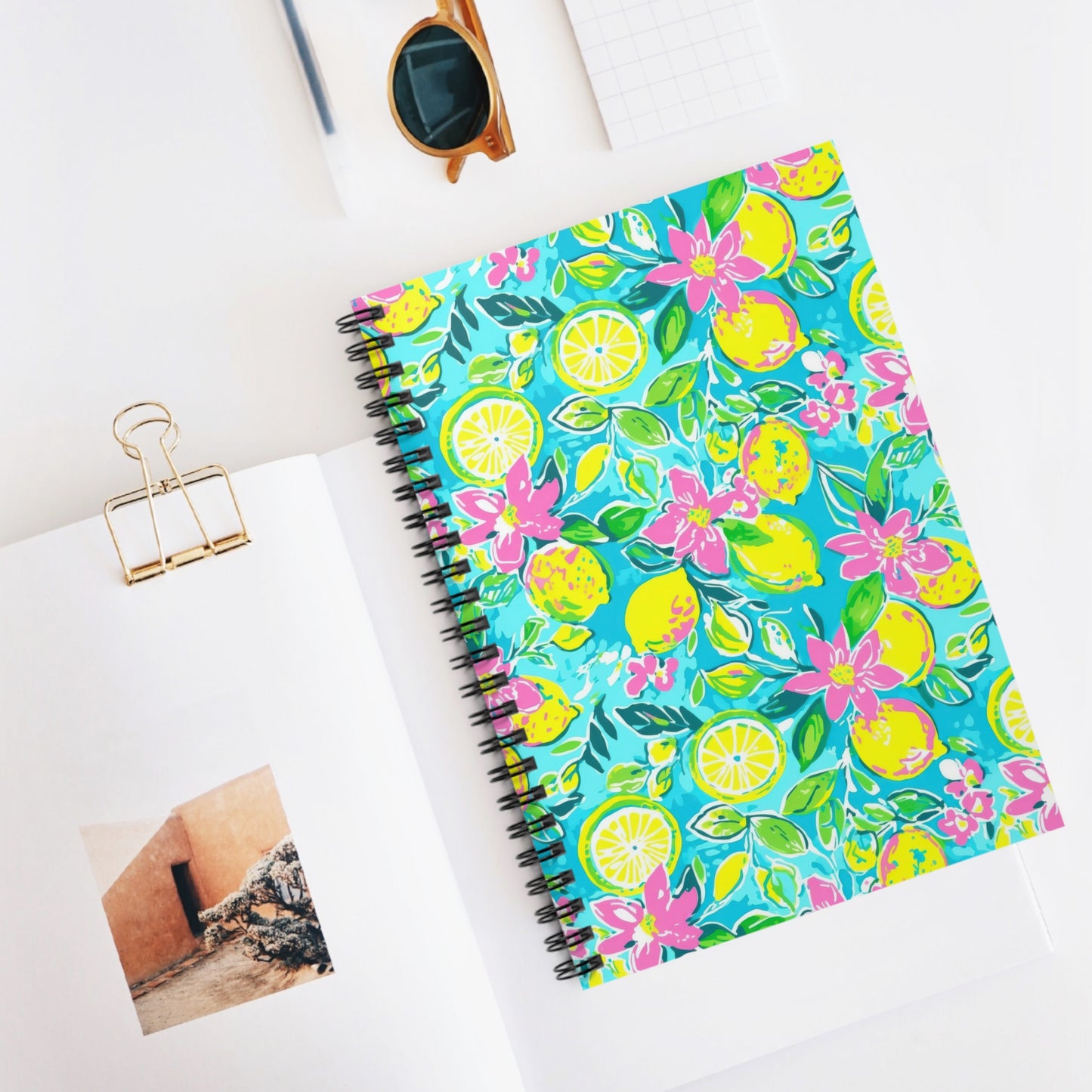Lemon Floral Spiral Notebook